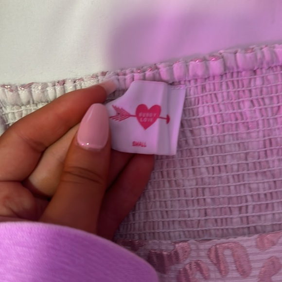 Buddy Love Pink and White Cheetah Print Tiered Bubble Top- Size Small - Picture 2 of 5